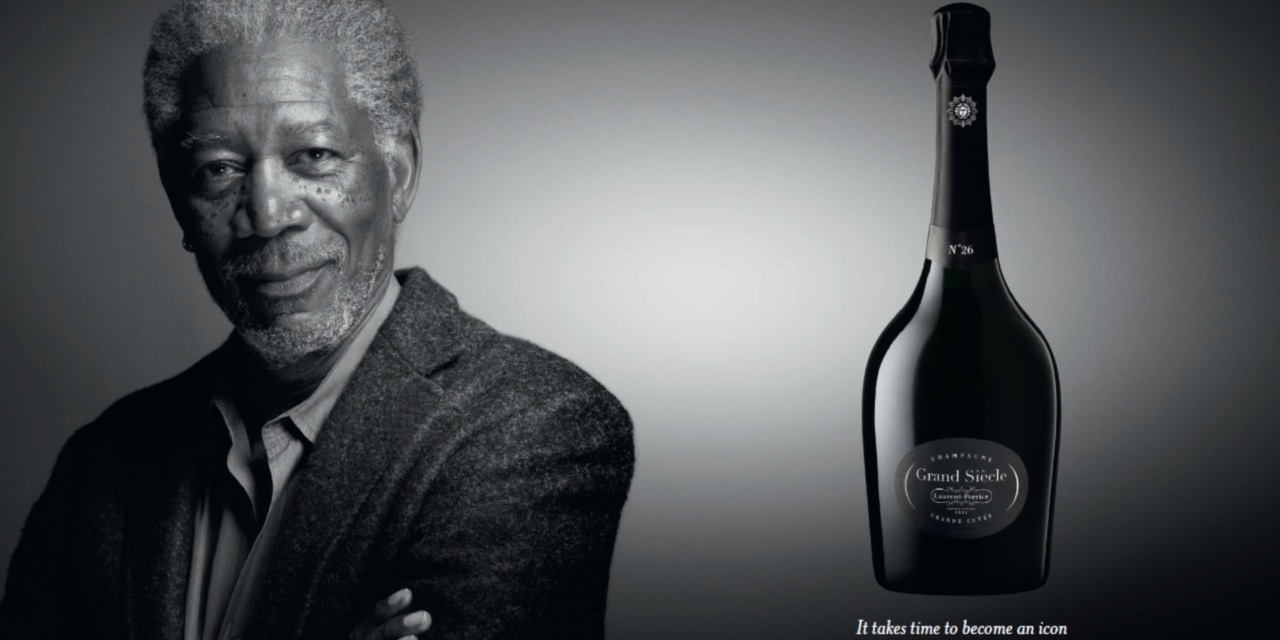 Champagne Laurent-Perrier : It takes time to become an Icon, la signature de la campagne publicitaire Grand Siècle avec Morgan Freeman